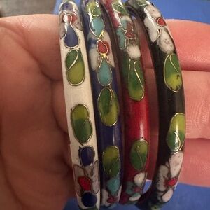 Bracelets*Cloisonne Enamel~Bangles*Set of 4*GUC*Vintage